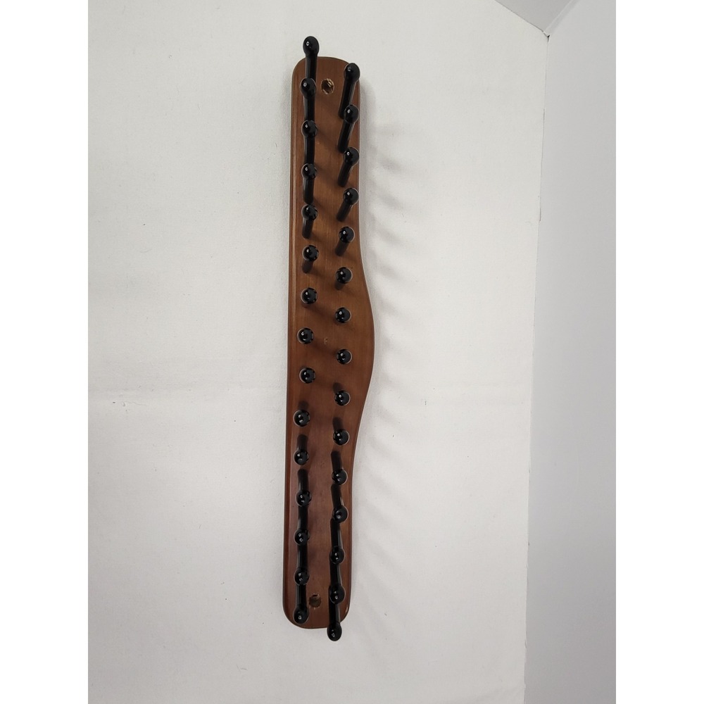 Vintage Wood Wall Mounted Tie Rack 30 Peg Belt Organizer Closet Storage Brown